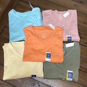 George Men’s V neck T-shirts pack of 5 (size Large)